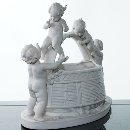 Antique Hertwig Parian Ware Porcelain centerpiece with cherubs - Estate Fresh Austin