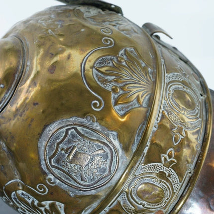 Antique Hussar/Fireman Brass helmet - Estate Fresh Austin