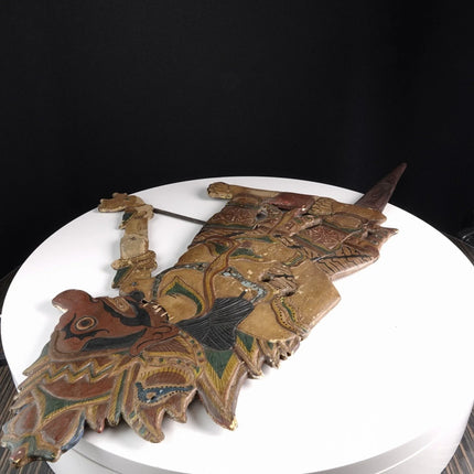 Antique Indonesian Shadow Puppet Carved polychrome painted wood c1920 - Estate Fresh Austin