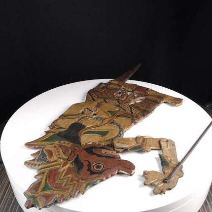 Antique Indonesian Shadow Puppet Carved polychrome painted wood c1920 - Estate Fresh Austin