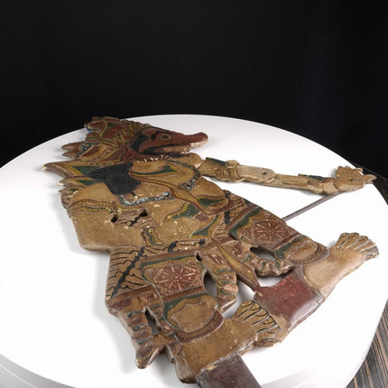 Antique Indonesian Shadow Puppet Carved polychrome painted wood c1920 - Estate Fresh Austin