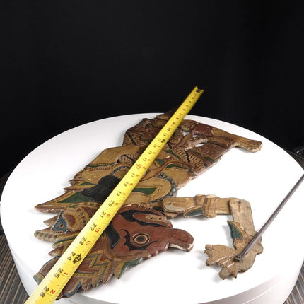 Antique Indonesian Shadow Puppet Carved polychrome painted wood c1920 - Estate Fresh Austin