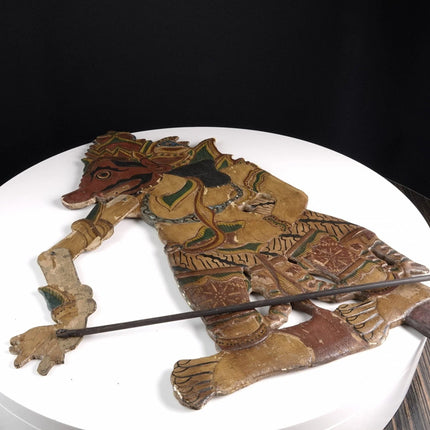 Antique Indonesian Shadow Puppet Carved polychrome painted wood c1920 - Estate Fresh Austin