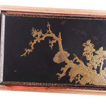 Antique Japanese Black - Lacquer Suzuribako (Writing Box) and Cover, late Meiji or - Estate Fresh Austin