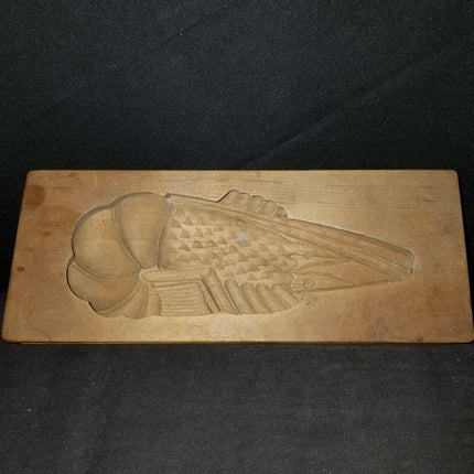 Antique Japanese Kashigata Carved Wood Cookie Mold Shrimp Signed C.1920 - Estate Fresh Austin