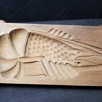 Antique Japanese Kashigata Carved Wood Cookie Mold Shrimp Signed C.1920 - Estate Fresh Austin