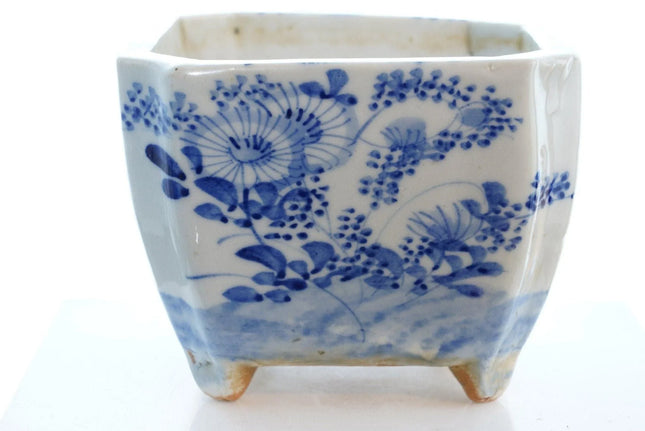 Antique Japanese Sometsuke bonsai planter - Estate Fresh Austin