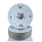 Antique KPM Basketweave Hand Painted Dresden Flowers Pattern Dinner Plates 9.75