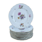 Antique KPM Basketweave Hand Painted Dresden Flowers Pattern Luncheon Plates 8.5 - Estate Fresh Austin