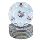 Antique KPM Reticulated Basketweave Hand Painted Dresden Flowers Pattern Dinner - Estate Fresh Austin
