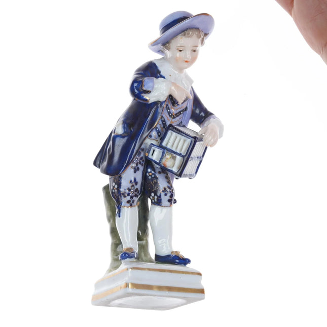 Antique Ludwigsburg porcelain figure man with birdcage - Estate Fresh Austin