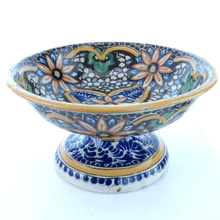 Antique Mexican Talavera Footed Compote - Estate Fresh Austin