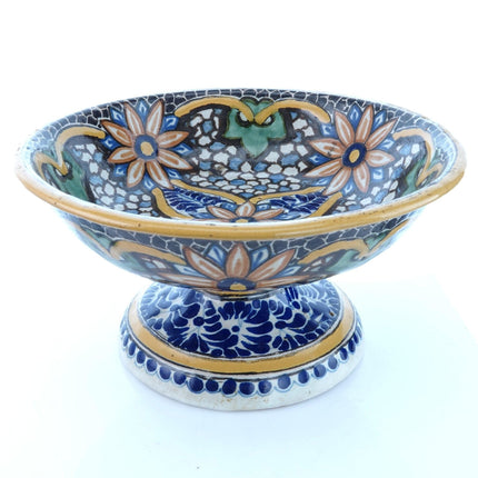 Antique Mexican Talavera Footed Compote - Estate Fresh Austin