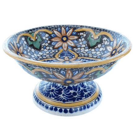 Antique Mexican Talavera Footed Compote - Estate Fresh Austin