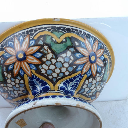 Antique Mexican Talavera Footed Compote - Estate Fresh Austin