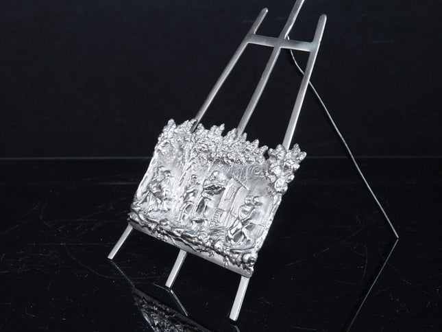 Antique Miniature Sterling Repousse Plaque on Easel - Estate Fresh Austin