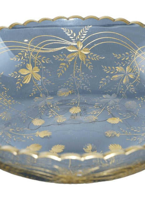 Antique Moser gilt/engraved crystal bowl - Estate Fresh Austin