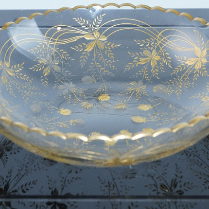 Antique Moser gilt/engraved crystal bowl - Estate Fresh Austin