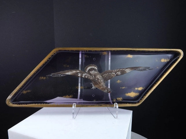 Antique Moser Raised Enamel Tray with Bird of Prey - Estate Fresh Austin