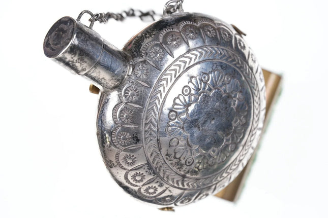 Antique Navajo Sterling Silver Tobacco Canteen Flask h - Estate Fresh Austin