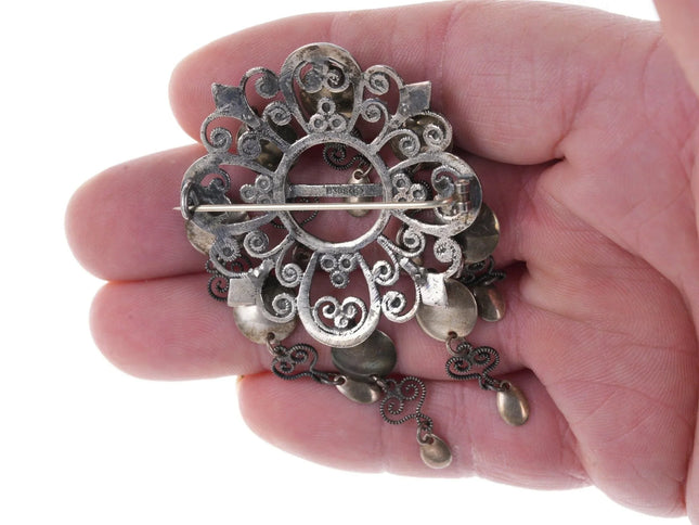Antique Norwegian Solje 830 silver mirrors wedding brooch pin - Estate Fresh Austin