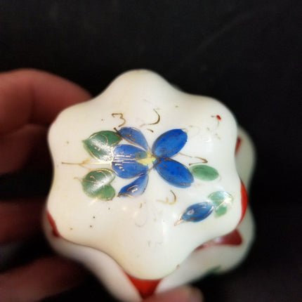 Antique Porcelain Inkwell Hand Painted Blue Flowers 19th Century - Estate Fresh Austin