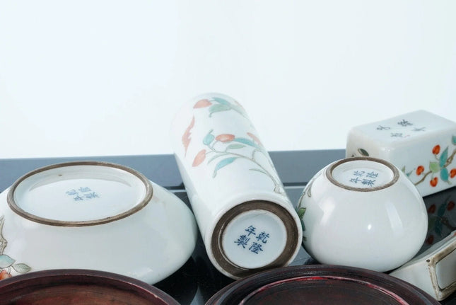 Antique Republic Period Chinese Famille Rose Scholars Desk Set - Estate Fresh Austin