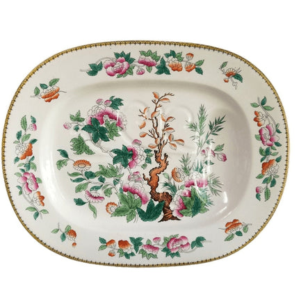 Antique Royal Doulton Indian Tree Meat Platter with Drain Well Hand Painted Poly - Estate Fresh Austin