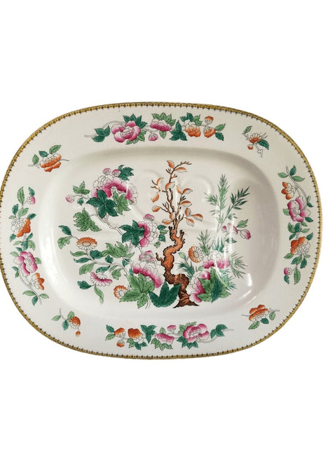 Antique Royal Doulton Indian Tree Meat Platter with Drain Well Hand Painted Poly - Estate Fresh Austin