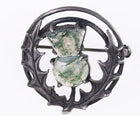 Antique Scottish Sterling Moss agate kilt pin/ Thistle brooch 1.25