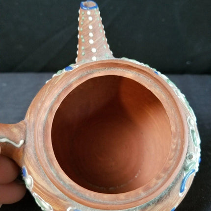 Antique Small Japanese Teapot Red Clay Moriage Satsuma Decoration Marbelized unu - Estate Fresh Austin