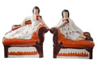 Antique Staffordshire Bookends Man and Woman reclining on sofa - Estate Fresh Austin