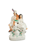Antique Staffordshire Figure Highlander Couple with Clock c.1870 13.75