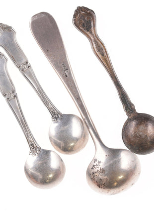 Antique Sterling salt spoon lot - Estate Fresh Austin