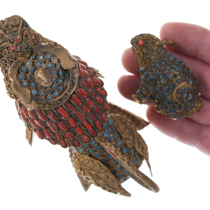 Antique Tibetan Coral/turquoise/glass foo lion/rabbit - Estate Fresh Austin