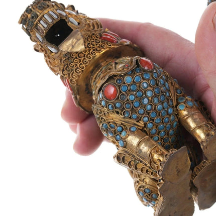 Antique Tibetan Coral/turquoise/glass foo lion/rabbit - Estate Fresh Austin