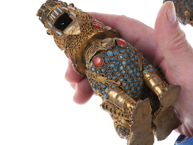 Antique Tibetan Coral/turquoise/glass foo lion/rabbit - Estate Fresh Austin