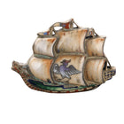 Antique Viking Ship Scandinavian Sterling Silver and Bronze Enamel Belt Buckle - Estate Fresh Austin