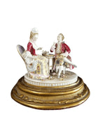 Antique Volkstedt Porcelain Figure group courting couple Drinking Tea on gilt wo - Estate Fresh Austin