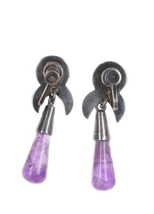 Antonio Pineda (1919 - 2009) Taxco articulating silver and amethyst pin/earrings - Estate Fresh Austin