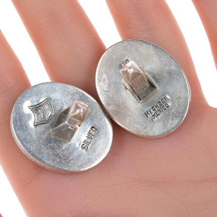 Antonio Pineda (1919 - 2009) Taxco Modernist Cat's Eye sterling cufflinks - Estate Fresh Austin