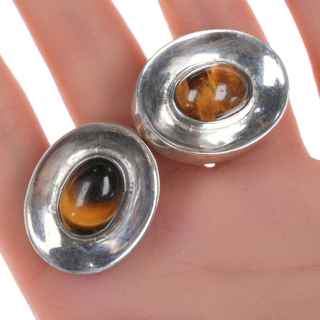 Antonio Pineda (1919 - 2009) Taxco Modernist Cat's Eye sterling cufflinks - Estate Fresh Austin