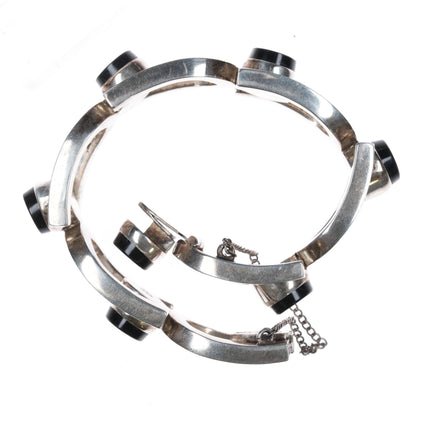 Antonio Pineda (1919 - 2009) Taxco Modernist Onyx sterling bracelet/earrings - Estate Fresh Austin