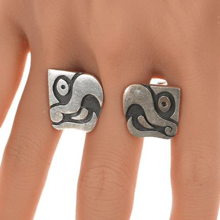 Antonio Pineda (1919 - 2009) Taxco Modernist Sterling Macaw cufflinks - Estate Fresh Austin