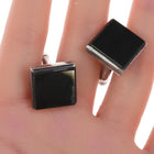 Antonio Pineda (1919-2009) Taxco Modernist Sterling Onyx cufflinks - Estate Fresh Austin
