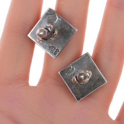 Antonio Pineda (1919 - 2009) Taxco Modernist Sterling Onyx cufflinks - Estate Fresh Austin