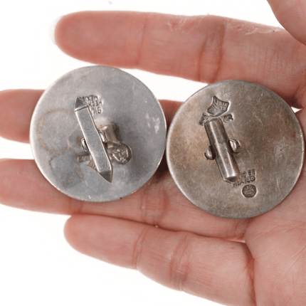 Antonio Pineda (1919 - 2009) Taxco Modernist Sterling Pre - columbian style cufflinks - Estate Fresh Austin