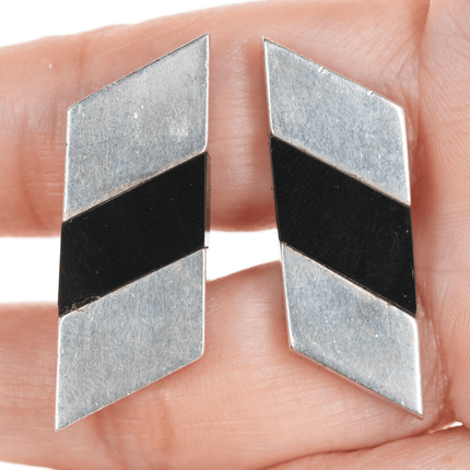 Antonio Pineda (1919 - 2009) Taxco Modernist Sterling/Onyx cufflinks - Estate Fresh Austin