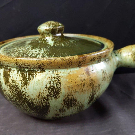 A.R. Cole Pottery Frogskin Green Covered Casserole Dish - Estate Fresh Austin