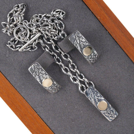 AR Joyeros 14k/950 silver earrings pendant and necklace set - Estate Fresh Austin